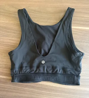 lululemon athletica Black Mesh-Back Sports Bra with Branded Underband thumbnail 1