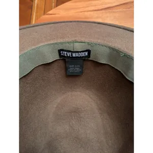 Steve Madden Women's Felted Wool Metal Chain Trimmed Fedora Dark Olive One Size thumbnail 5