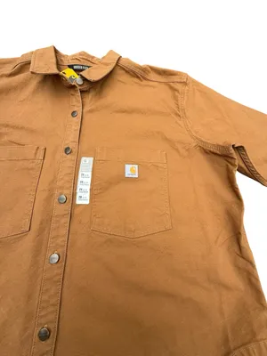 Carhartt Women’s Rugged Flex Heavyweight Duck Overshirt Shacket Brown NWT 2X thumbnail 3