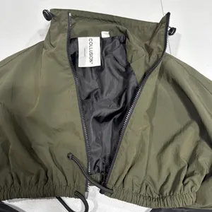 Collusion Womens Full Zip Short Cropped Jacket Sz 2 High Neck Long Sleeve Green thumbnail 6