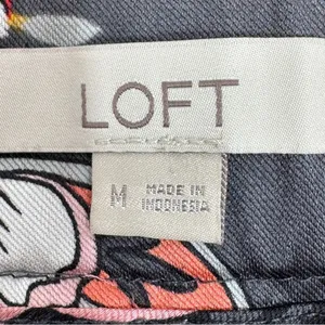 Loft Floral‎ Satin Faux Wrap Scarf Skirt Grey Coral Medium thumbnail 10
