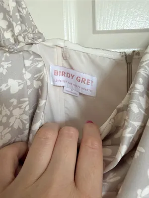 Birdy Grey Mia Dress Matte Satin Almond Dreamy Floral Maxi M White Pearl Gray thumbnail 7
