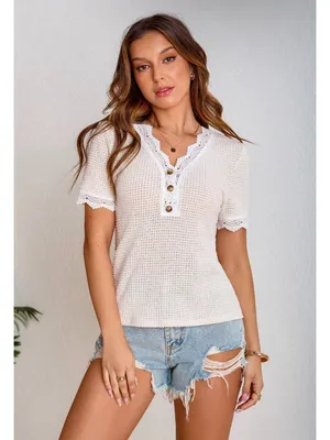 NWT Cupshe Apricot V-Neck Lace Top - Size: Small thumbnail 10