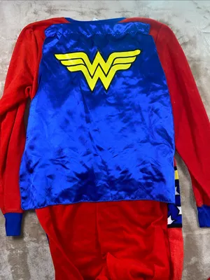DC Comics Wonder Woman Red and Blue Onesie Pajamas with removable Cape thumbnail 7