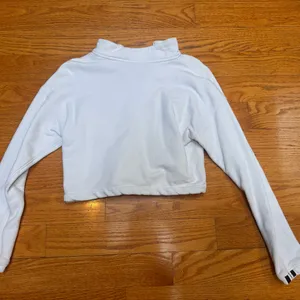 💜adidas White Cropped Quarter-Zip Hoodie thumbnail 2