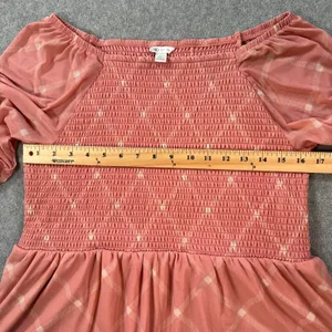 Cato Dusty Rose Off the Shoulder 3/4 Sleeve Blouse Women's Large Smocked thumbnail 6