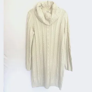 BB Dakota Alaska‎ Womens L Cable Knit Cowl Neck Sweater Dress Ivory Cream thumbnail 6