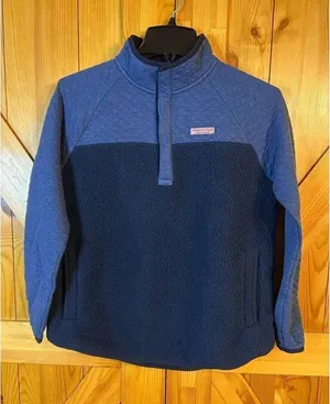 Vineyard Vines Medium Dark Blue Pullover Sherpa Sweater Pockets Size XSmall (892 thumbnail 1