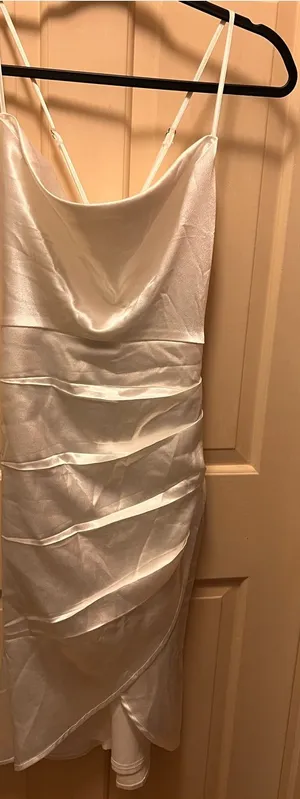 Lulu's Ivory Satin Cowl Midi Dress thumbnail 1