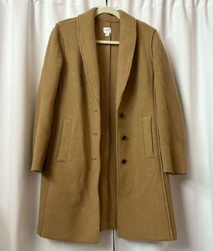 J. Crew Factory Beige Tan Button Up Winter Wool Coat Size 6 Small Peacoat thumbnail 3
