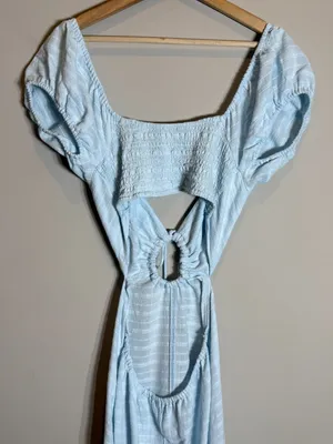 Free People Endless Summer Extra Dose Midi Dress Women's Small Blue Keyhole Boho thumbnail 14