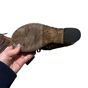 FREEBIRD by Steven Booties Womens Size 7 Brown Woven Open Toe Block Heel thumbnail 9