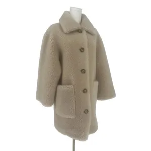 Forte Cashmere Beige Teddy Faux Fur Coat‎ Size M thumbnail 6