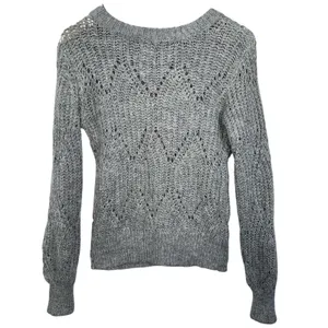Abercrombie & Fitch Gray Wool Knit Pointelle Long Sleeve Crewneck Sweater Size S thumbnail 3