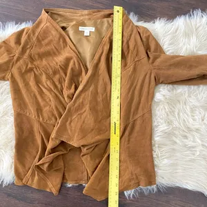 Coldwater Creek Vintage Brown Suede Open Front Flowy Leather Jacket S thumbnail 8