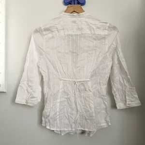 Abercrombie & Fitch Y2K Large Sheer Peasant Babydoll Top Boho Dainty Deep V Neck thumbnail 3