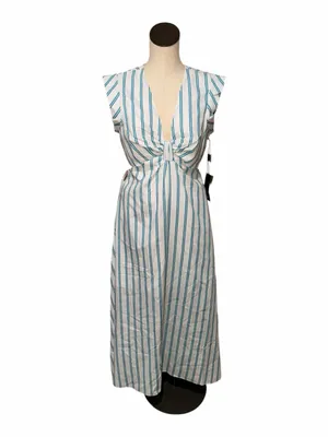 NWT White House Black Market Blue White Striped Cutout Maxi Dress Double Stripe thumbnail 7