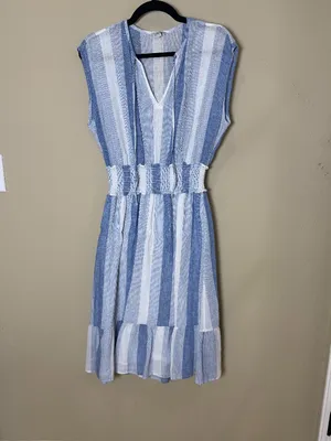 Rails Ashlyn Nevis Linen Dress Blue & White Stripes Size Small thumbnail 2
