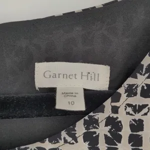 Garnet Hill Bell Sleeve Silk Shift Dress Women’s 10 Black White Geometric Office thumbnail 6