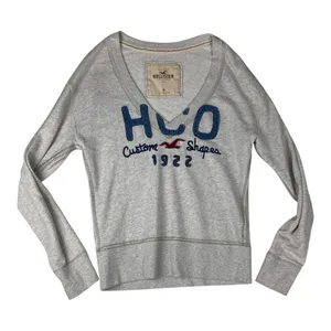 Hollister size medium Light Gray deep v V-Neck lightweight y2k sweatshirt thumbnail 1