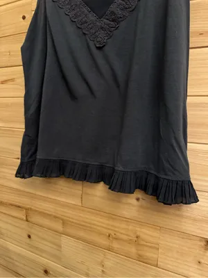 Y2K American Eagle XL Dark Gray Lace Ruffle Trim Cami Tank Top Girly Lightweight thumbnail 6