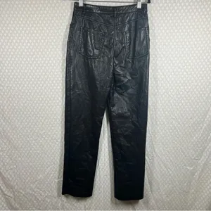 Aritzia Wilfred Black Faux Leather Melina‎ Straight Leg Pants thumbnail 4