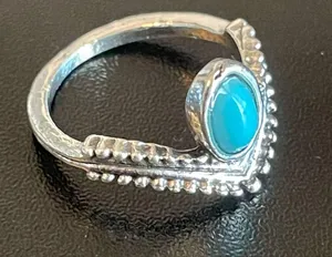 Turquoise stone princess crown ring size 5 thumbnail 2