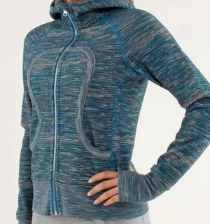 3025 | Lululemon Scuba Full Zip Space Dye Fleece Lined Hoodie Blue Women Size 2 thumbnail 1