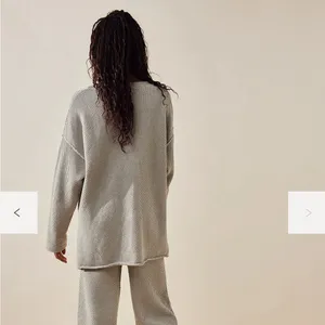 Free People Beach Hailee Waffle Knit Henley Sweater in Salt Water Khaki thumbnail 4