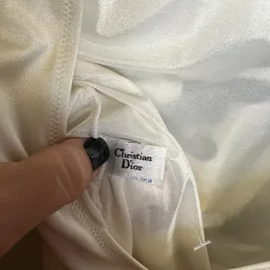 Christian Dior Vintage Logo One Piece Swimsuit Cream Black High Cut USA 34 Italy thumbnail 6
