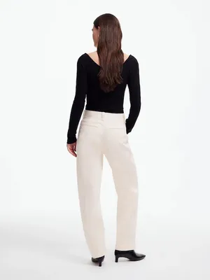 Madewell‎ Tapered Denim Trousers 32 Vintage Ivory High Rise Jeans NS363 $148 thumbnail 2