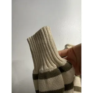 Madewell Conway roll neck pullover‎ sweater cream green stripe medium thumbnail 6