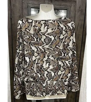 Michael Kors Soft Long Sleeve Leopord‎ Print Shirt, Size Medium thumbnail 3