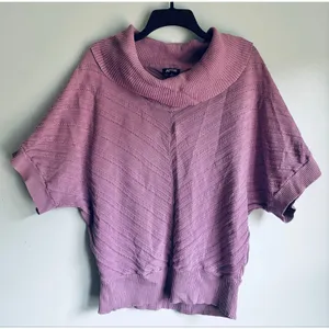 Knit Turtleneck Sweater Lavender Short Sleeve Medium Cottage thumbnail 6