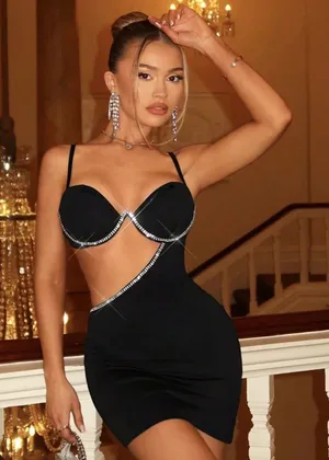 Shein Dress Black Bodycon Mini thumbnail 1