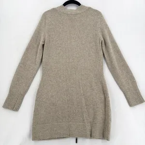 Cynthia Rowley Long Zip Cardigan M Beige Angora Wool Blend Duster Coastal Preppy thumbnail 2