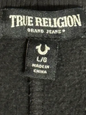 True Religion Black Rhinestone Logo Bootcut Lounge Pants Size L thumbnail 5