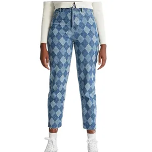PacSun Eco Diamond Print High Waisted Straight Leg Jeans thumbnail 3
