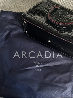 Arcadia Black Patent Satchel with PinkTrim thumbnail 9