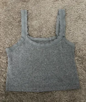 Aeropostale short gray sleeping tank top with lace straps thumbnail 1