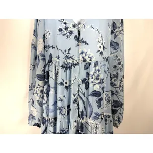 Sugar Lips Maxi‎ Dress Womens Size S Pale Blue Floral Tiered Long Sleeve Cottage thumbnail 8