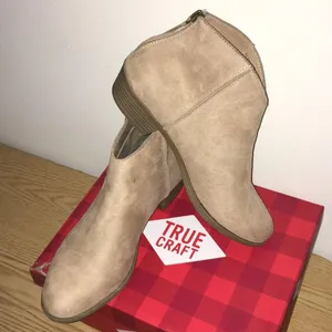 New True Craft 1” Heel Suede Feel Booties Natural thumbnail 1