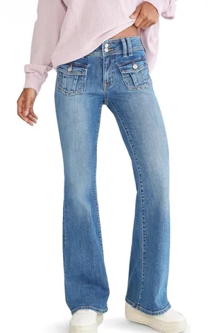 Lucky Brand NWOT Distressed Flare Jeans with Pocket and Button Detail thumbnail 1