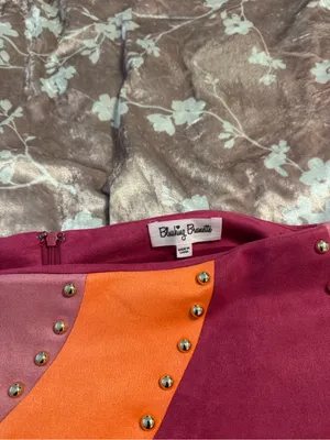 NWOT Blushing Brunette Colorblock Halter Neck Faux Suede Studded Skirt Set Sz XL thumbnail 7