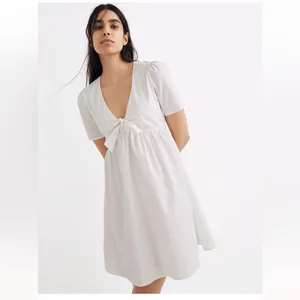 Madewell White Tie Front Poplin Mini Dress size 2‎ thumbnail 3