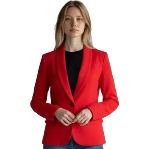 Escada‎ Margaretha Ley VINTAGE Cherry Red Cashmere Blazer Shawl Collar Womens 4 thumbnail 2