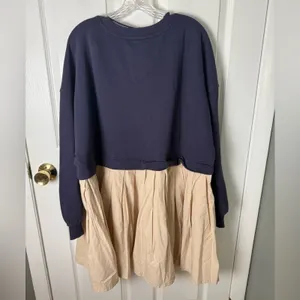 Free People Eleanor Sweatshirt in Tempest Navy Combo L thumbnail 5