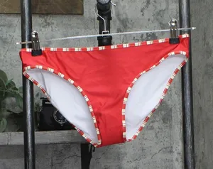 Aqua Hem Pull On Elastic Waistband Swim Bikini Bottoms Red See Measurements thumbnail 1