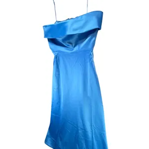 BHLDN Soma Strapless Stretch Satin Fit Flare Midi Dress 6 Blue Satin Formal HOCO thumbnail 6