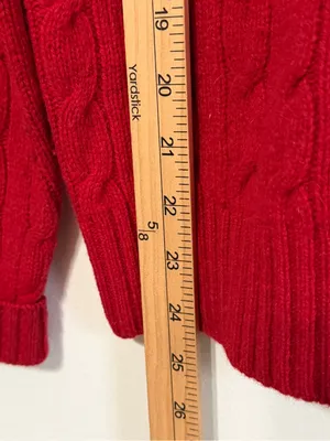 Ralph Lauren Cable Knit Wool Sweater Red Size Medium Women’s Relaxed Oversized thumbnail 8